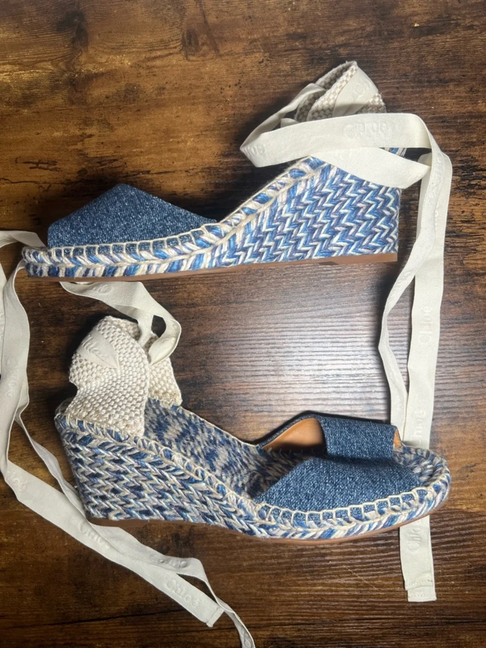 Chloe - Piia denim espadrille wedges - Picture 8 of 10